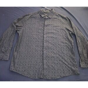 Tasso Elba Men's XXL Button Down Shirt Black Geometric Medallion 100% Cotton